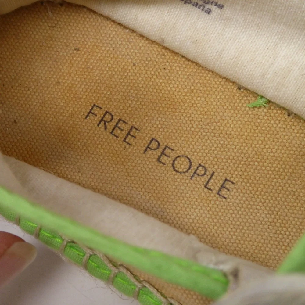 Free People Surfside 2.0 Espadrille Mary Jane Tan Green Buckle Platform 37 / 6.5